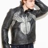 Mens Venom Spiderman Leather Jacket Black