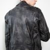 Mens Taylor Rub-off Gray Motorcycle Leather Jacket