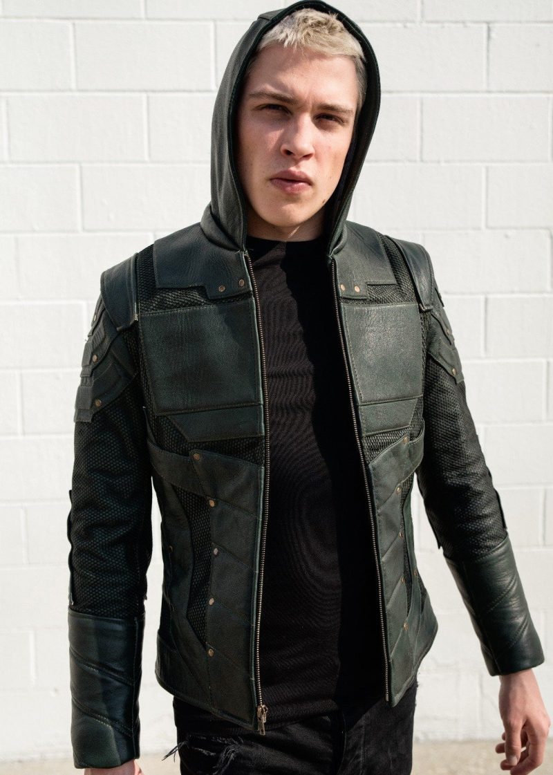 Mens Green Arrow Leather Jacket