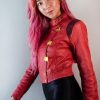Womens Akira Red Leather Jacket Anime kaneda Crop Top Zip