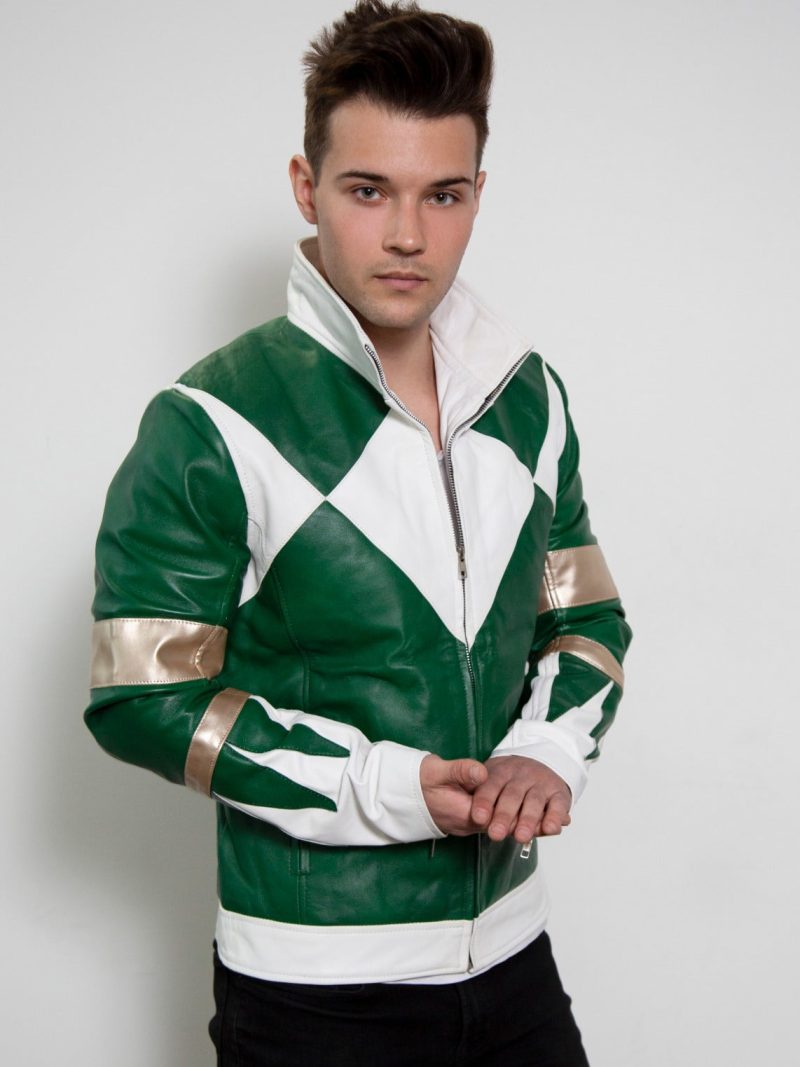 Green Power Ranger Leather Jacket MMPR Cosplay Costume Tommy Jason David Frank