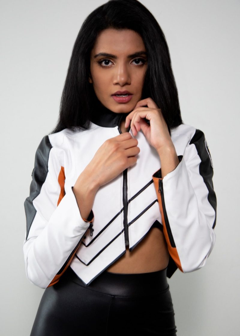 Womens Overwatch Mercy Crop Top Leather Jacket