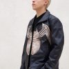 Mens Spiderman Venom Leather Jacket Blue Weathered Symbiote Carnage