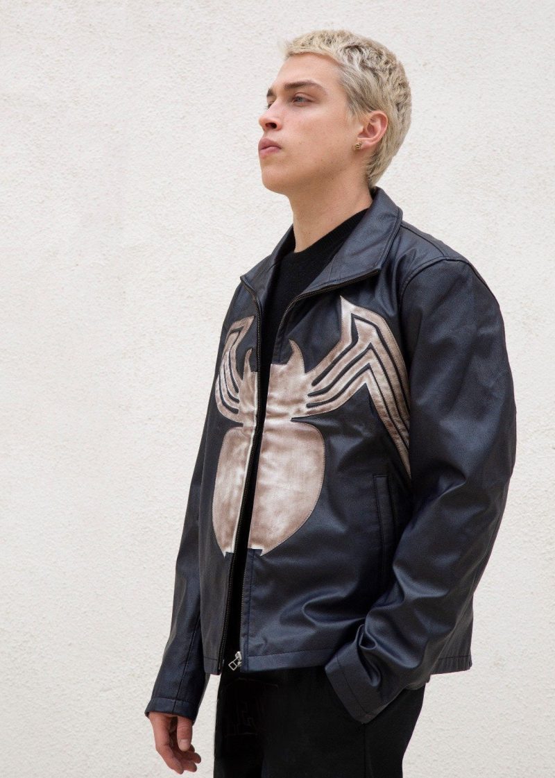Mens Spiderman Venom Leather Jacket Blue Weathered Symbiote Carnage