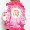 Womens Pink Peach Princess Bomber Jacket Super Mario Kart