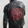 Mens Transformers Autobot Shield Leather Jacket Black Armor