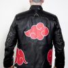 Mens Naruto Akatsuki Cloak Black Leather Jacket