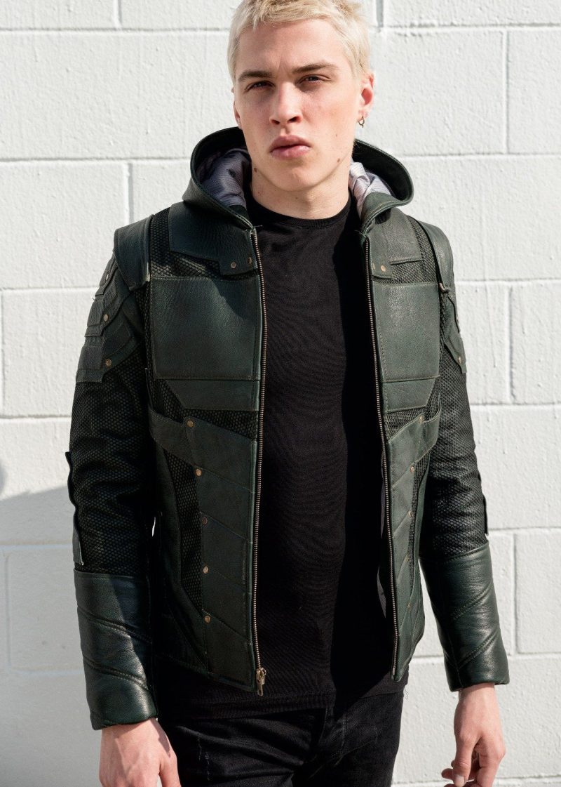 Mens Green Arrow Leather Jacket