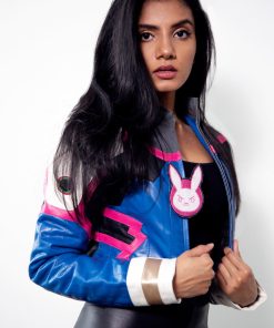 Womens Dva Overwatch Leather Jacket Blue