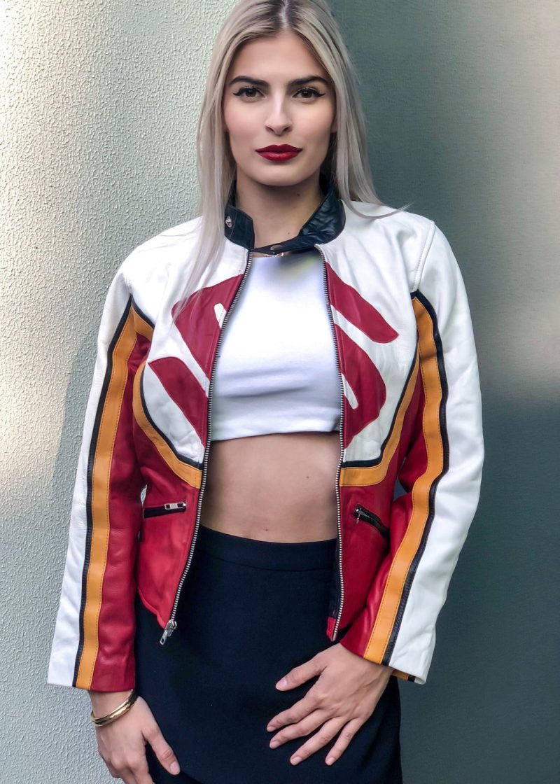 Angelina Jolie Suzuki Hackers Movie Red White Jacket Kate Libby