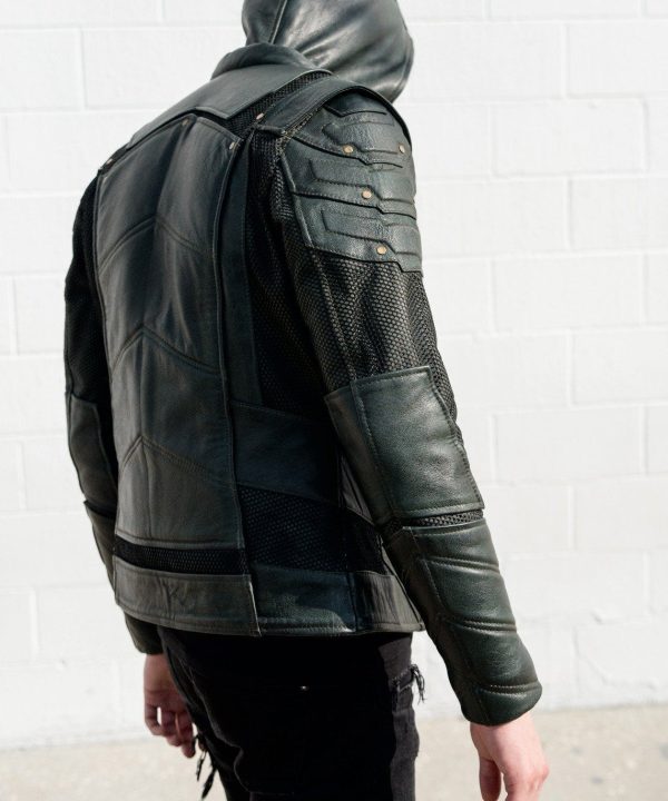 Mens Green Arrow Leather Jacket