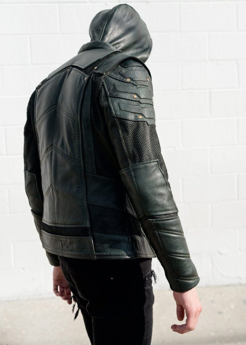 Mens Green Arrow Leather Jacket