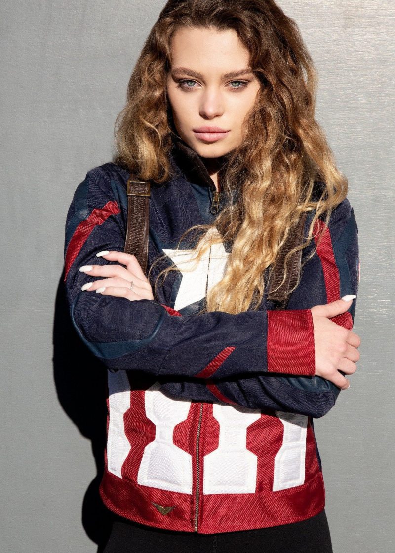 Womens Captain America Civil War Leather Textile Jacket