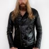 Mens All Over Zippers Black Motorcycle Leather Jacket