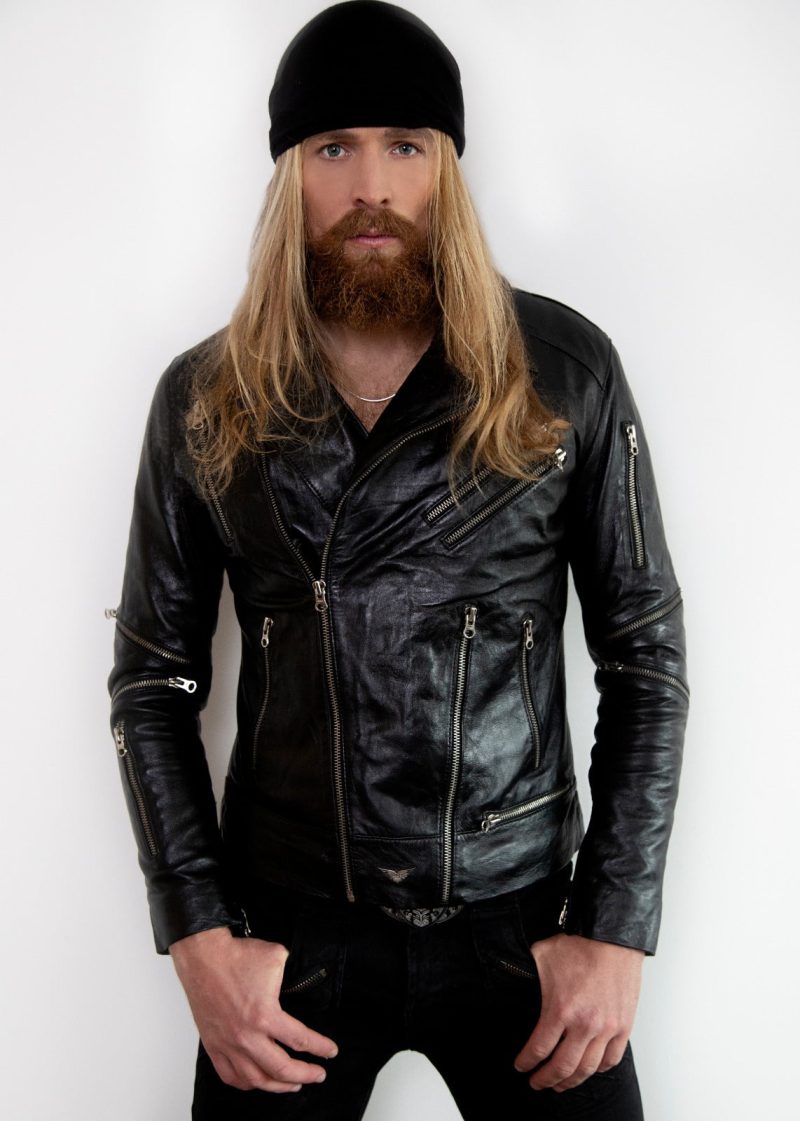Mens All Over Zippers Black Motorcycle Leather Jacket