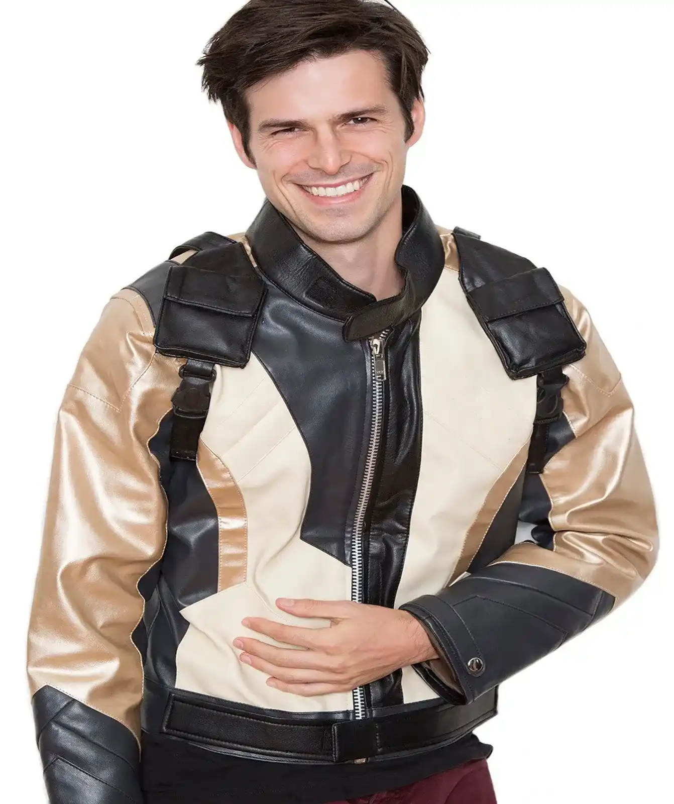 Mens Soldier 76 Leather Jacket Gold