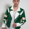 Green Power Ranger Leather Jacket MMPR Cosplay Costume