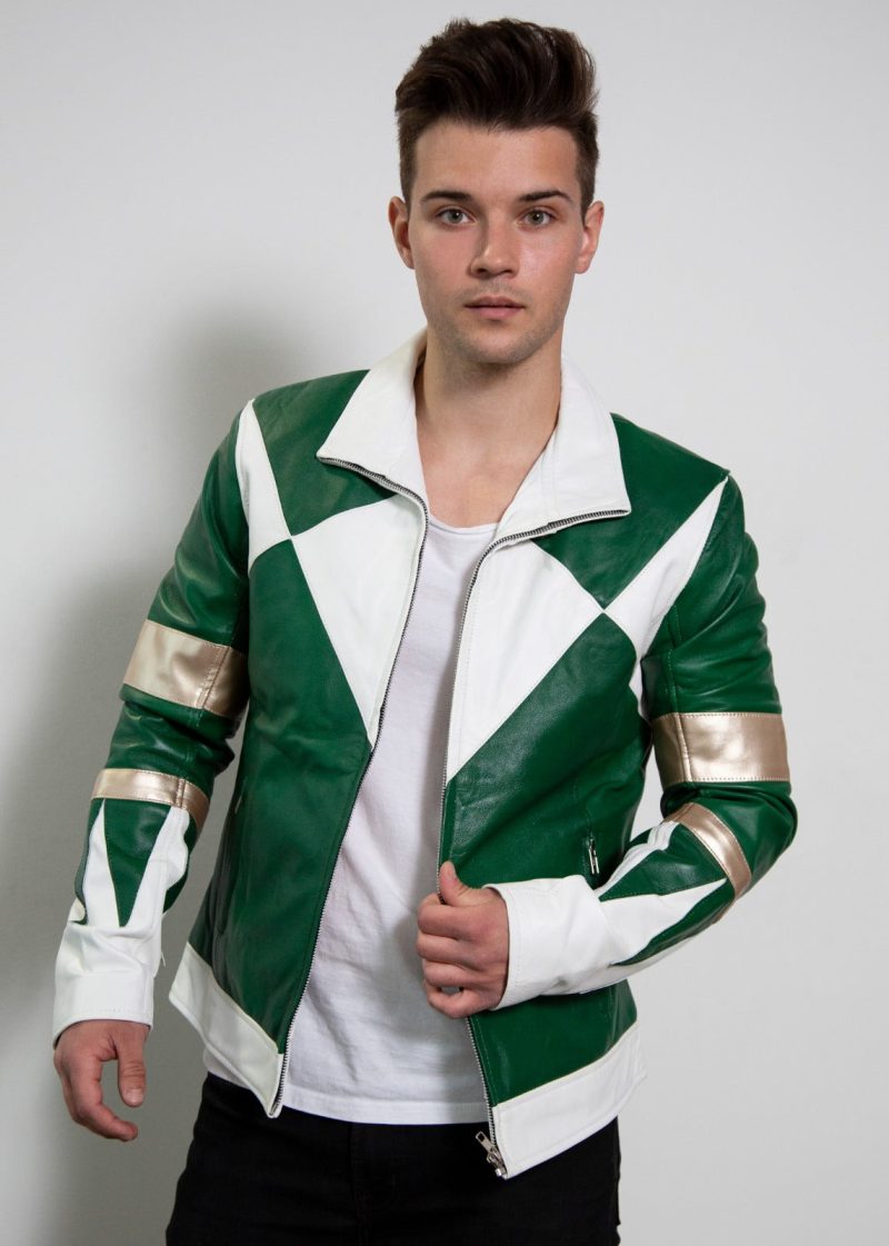 Green Power Ranger Leather Jacket MMPR Cosplay Costume