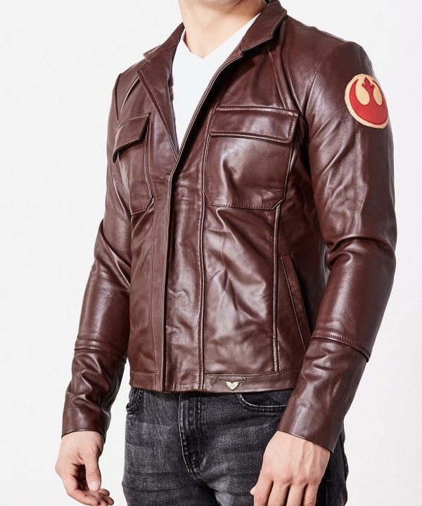Poe Dameron Star Wars Rebel Alliance Leather Jacket Replica Brown
