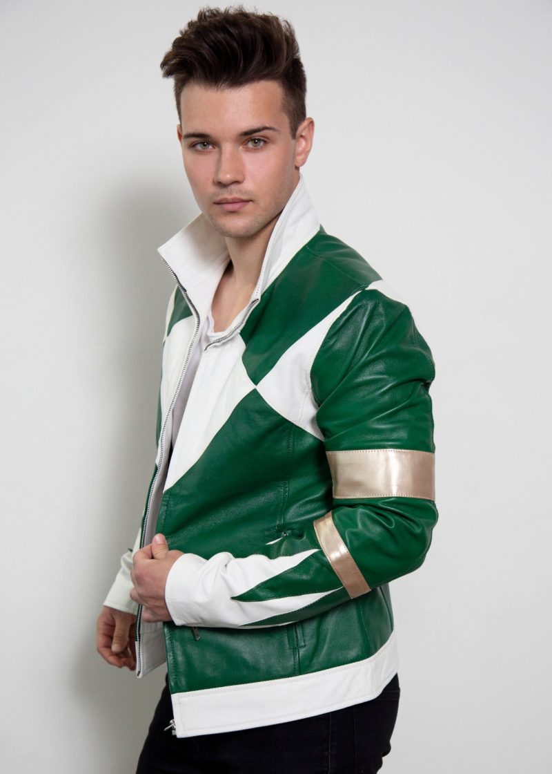 Jason David Frank green ranger leather jacket diamond mmpr