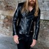 Mens All Over Zippers Black Motorcycle Leather Jacket