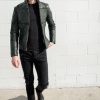 Mens Green Arrow Leather Jacket