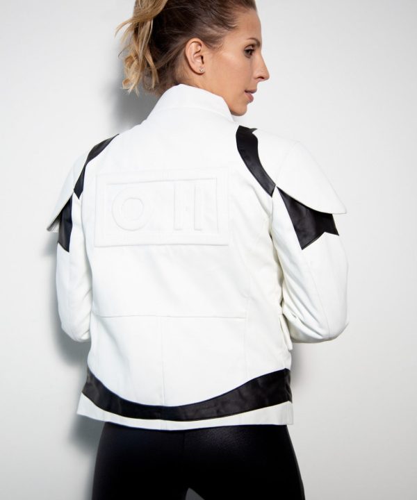 Womens Storm Trooper Leather Jacket White Black