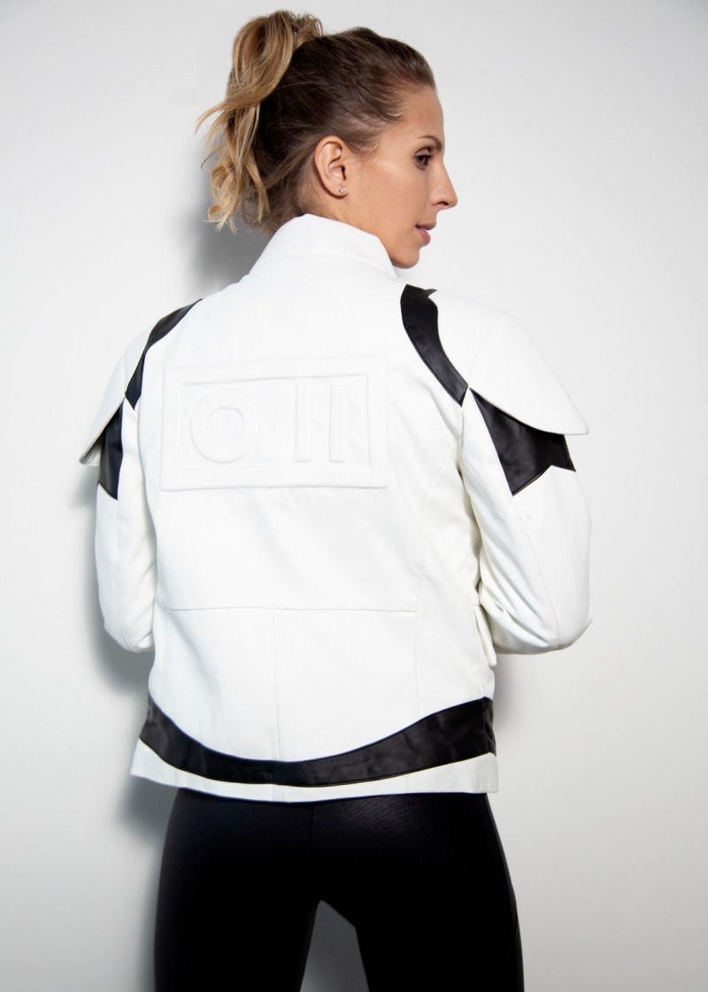 Womens Storm Trooper Leather Jacket White Black