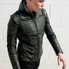 Mens Green Arrow Leather Jacket