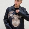 Mens Venom Leather Jacket Blue Weathered Symbiote Carnage