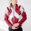 Mens Captain Canuck Comic Red White Leather Jacket