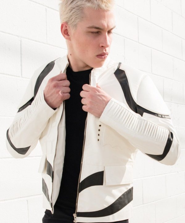 Mens Star Wars Stormtrooper Leather Jacket White Body Armor