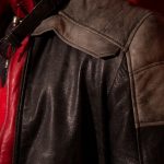 Mens redhood jacket closeup luca designs