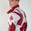 Mens Captain Canuck Comic Red White Leather Jacket