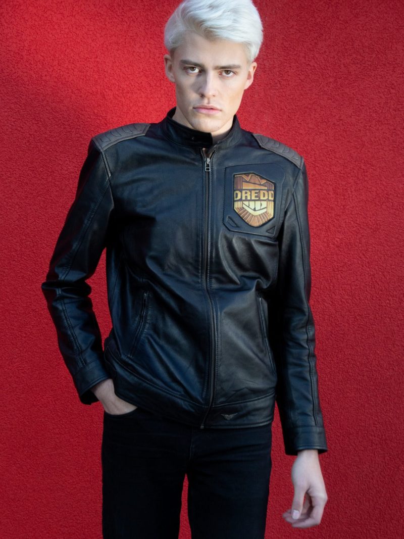 Mens Judge Dredd Black Leather Jacket