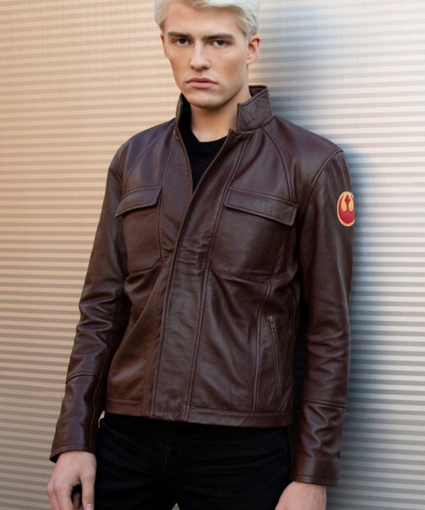 Star Wars Rebel Alliance Leather Jacket Replica Brown Official Disney logo