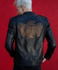 Mens Judge Dredd Black Leather Jacket Badge