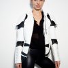Womens Storm Trooper Leather Jacket White Black