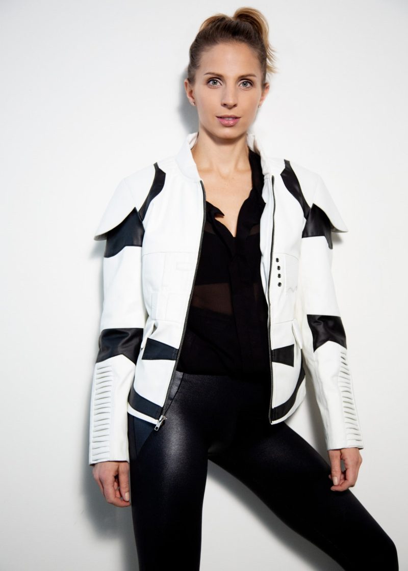 Womens Storm Trooper Leather Jacket White Black