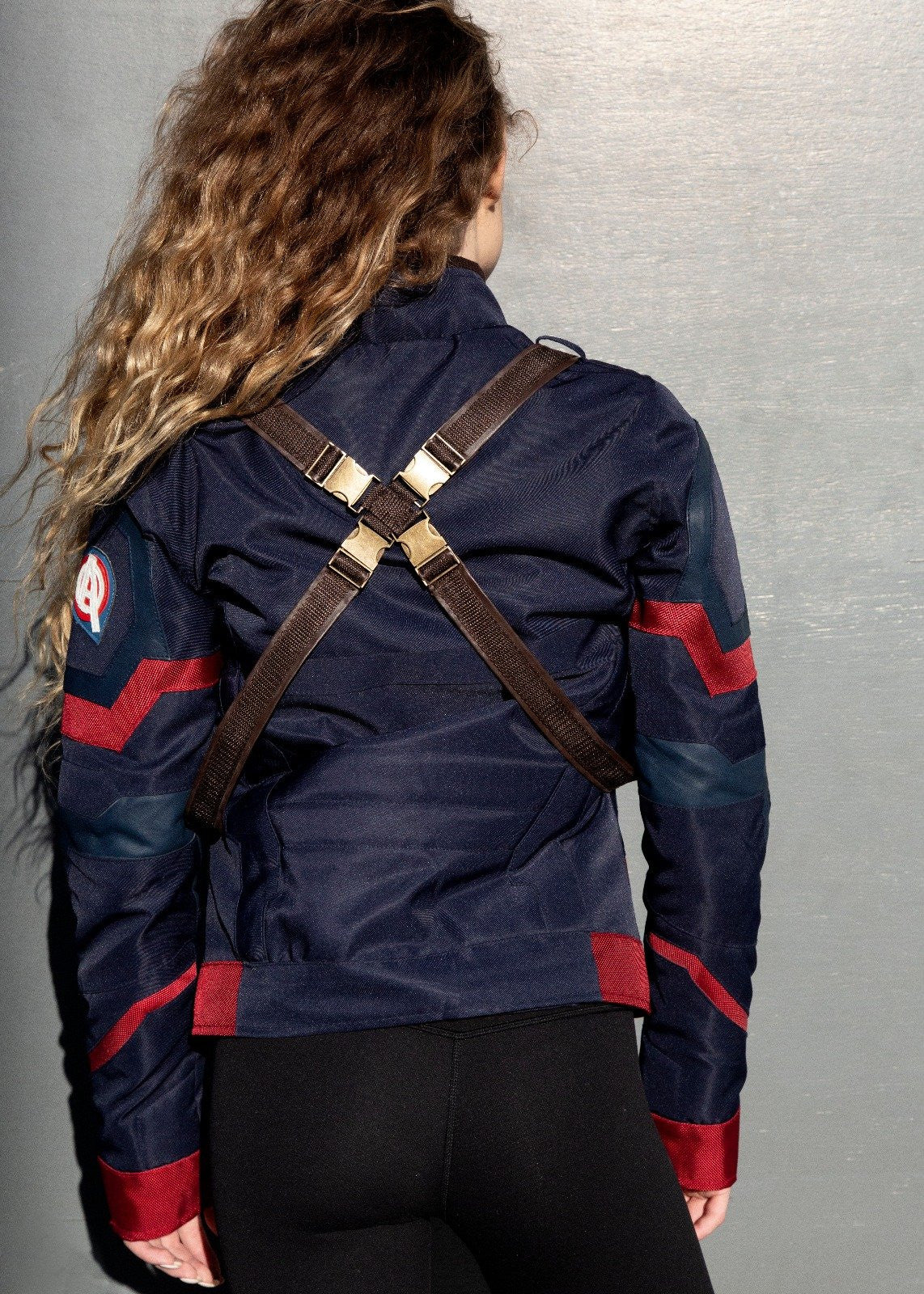Womens Captain America Civil War Leather Textile Jacket