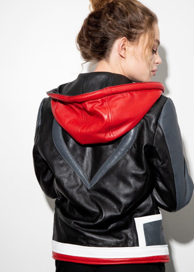Womens Kingdom Hearts 3 Sora Leather Jacket Black Red Disney