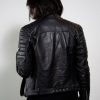 Womens Balmain Biker Leather Motorcycle Jacket Black