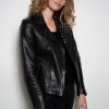 Womens Studded Black Motorcycle Leather Jacket