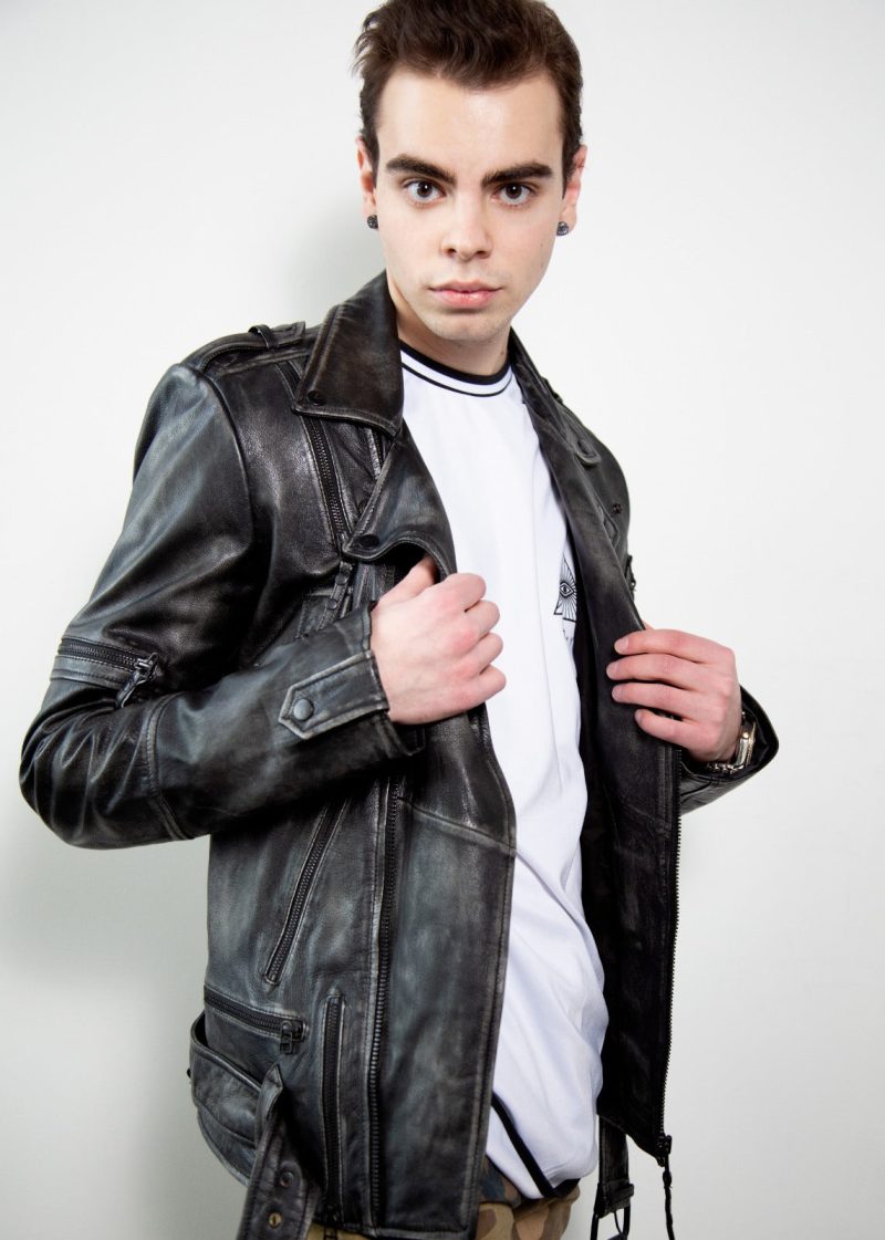 Mens Taylor Rub-off Gray Motorcycle Leather Jacket