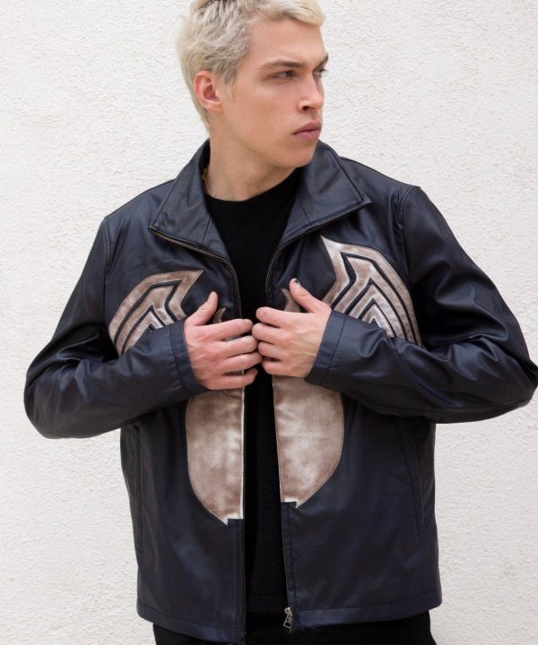 Mens Amazing Spiderman Venom Leather Jacket Blue Weathered
