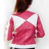 Womens Power Rangers Classic Leather Jacket Pink MMPR Mighty Morphing Classic
