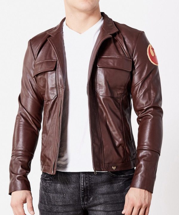 Poe Dameron Star Wars Rebel Alliance Leather Jacket Replica Brown