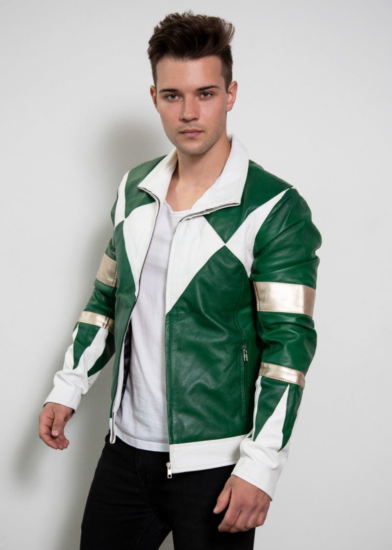 Green Power Ranger Leather Jacket MMPR Cosplay Costume Jason David Frank