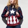 Womens Captain America Civil War Leather Textile Jacket