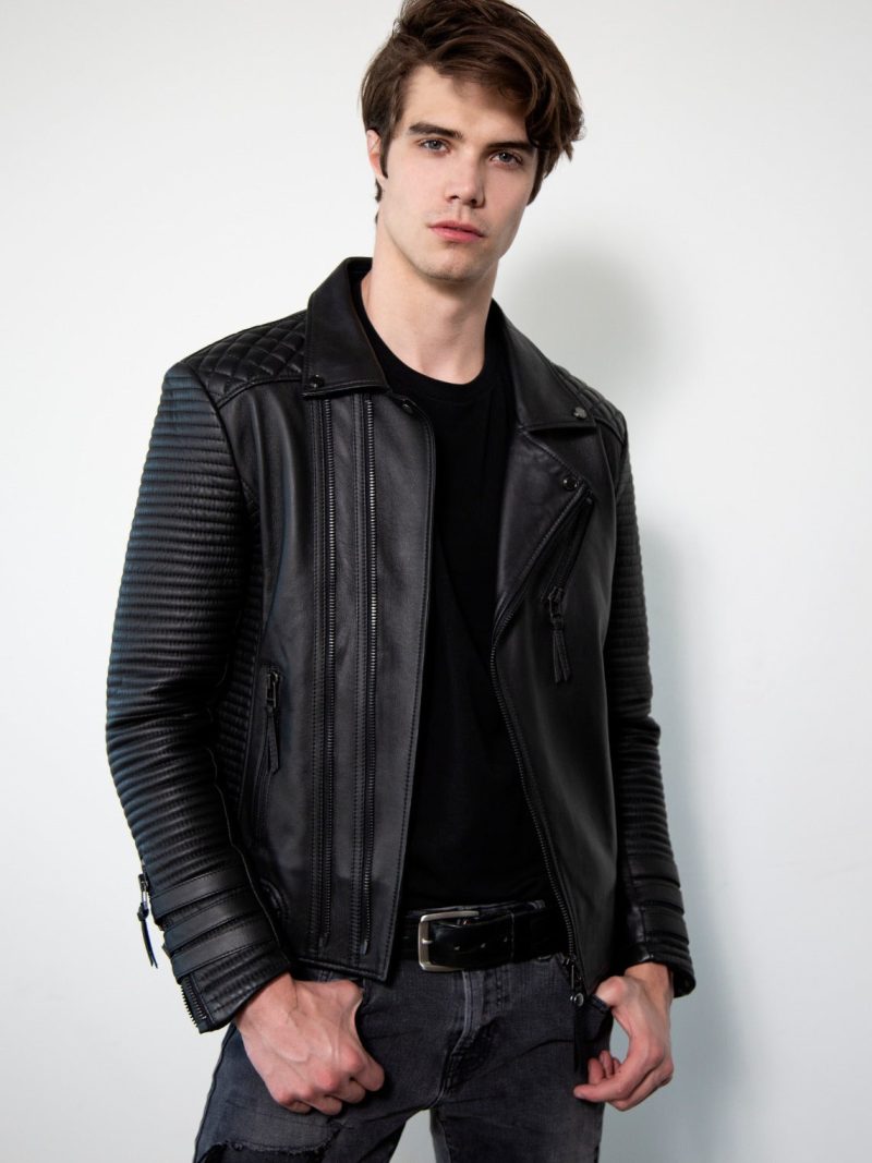 Mens Hawthorne Black Quilted Leather Jacket